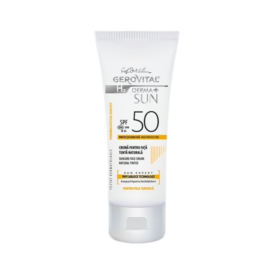 Gerovital GH3D+ SUN crema de fata natural spf50 50ml