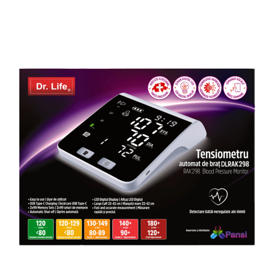 TENSIOMETRU AUTOMAT DE BRAȚ DR.LIFE DLRAK298