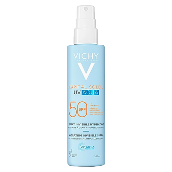 Vichy Capital Soleil UV Aqua spray hidratant pentru fata si corp 200ml