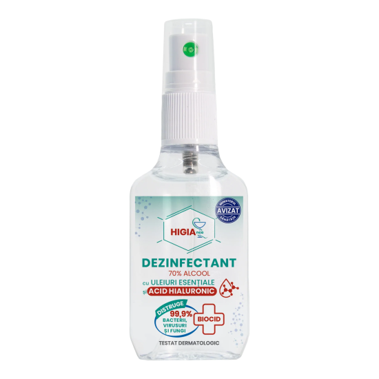 Dezinfectant Spray 70% ALCOOL cu Uleiuri Esențiale și Acid Hialuronic