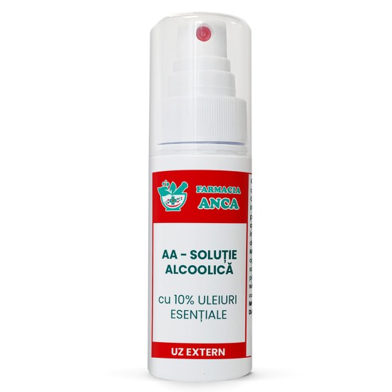 AA Antialergic - Antihistaminic - Soluție Alcoolică cu 10% Uleiuri esențiale AA Antialergic - Antihistaminic - Soluție Alcoolică cu 10% Uleiuri esențiale