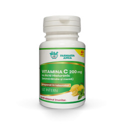 VITAMINA C 200 mg cu Acid Hialuronic (aromă lămâie și mentă)