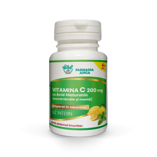 VITAMINA C 200 mg cu Acid Hialuronic (aromă lămâie și mentă)