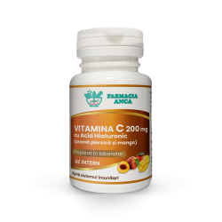 VITAMINA C 200 mg cu Acid Hialuronic (aromă piersică și mango) x 30cp